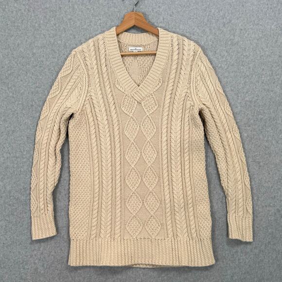 LL Bean Signature Fisherman Tunic Sweater Size S Cable Knit Chunky Cabincore - Picture 2 of 15